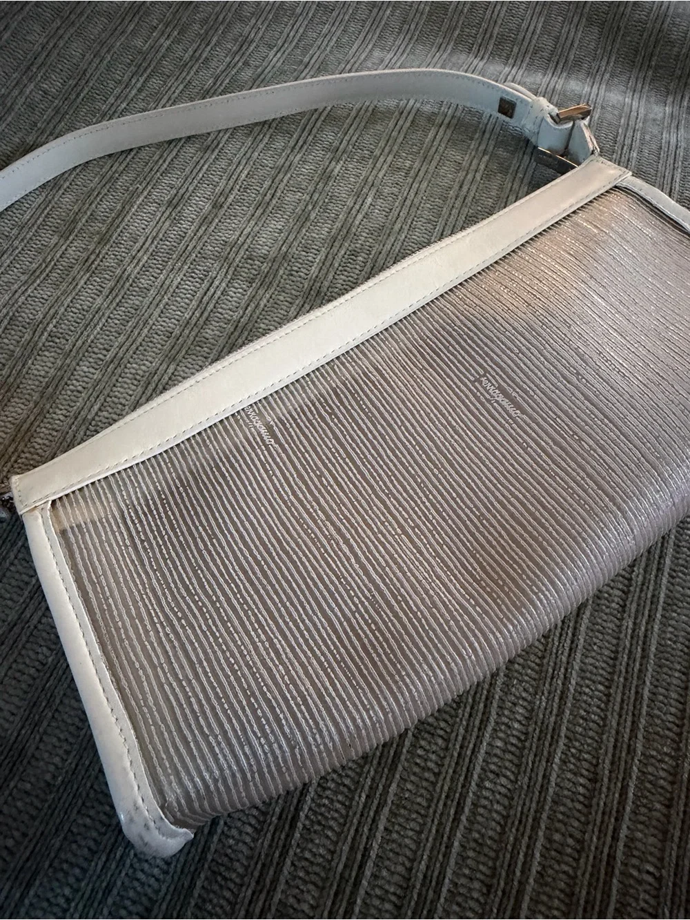 Salvatore Ferragamo White and Clear Shoulder Bag Pochette